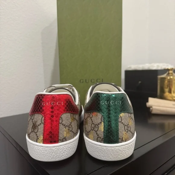 Gucci Ace GG Supreme Bees Sneaker Brown Multi 12.5 - Picture 6 of 8